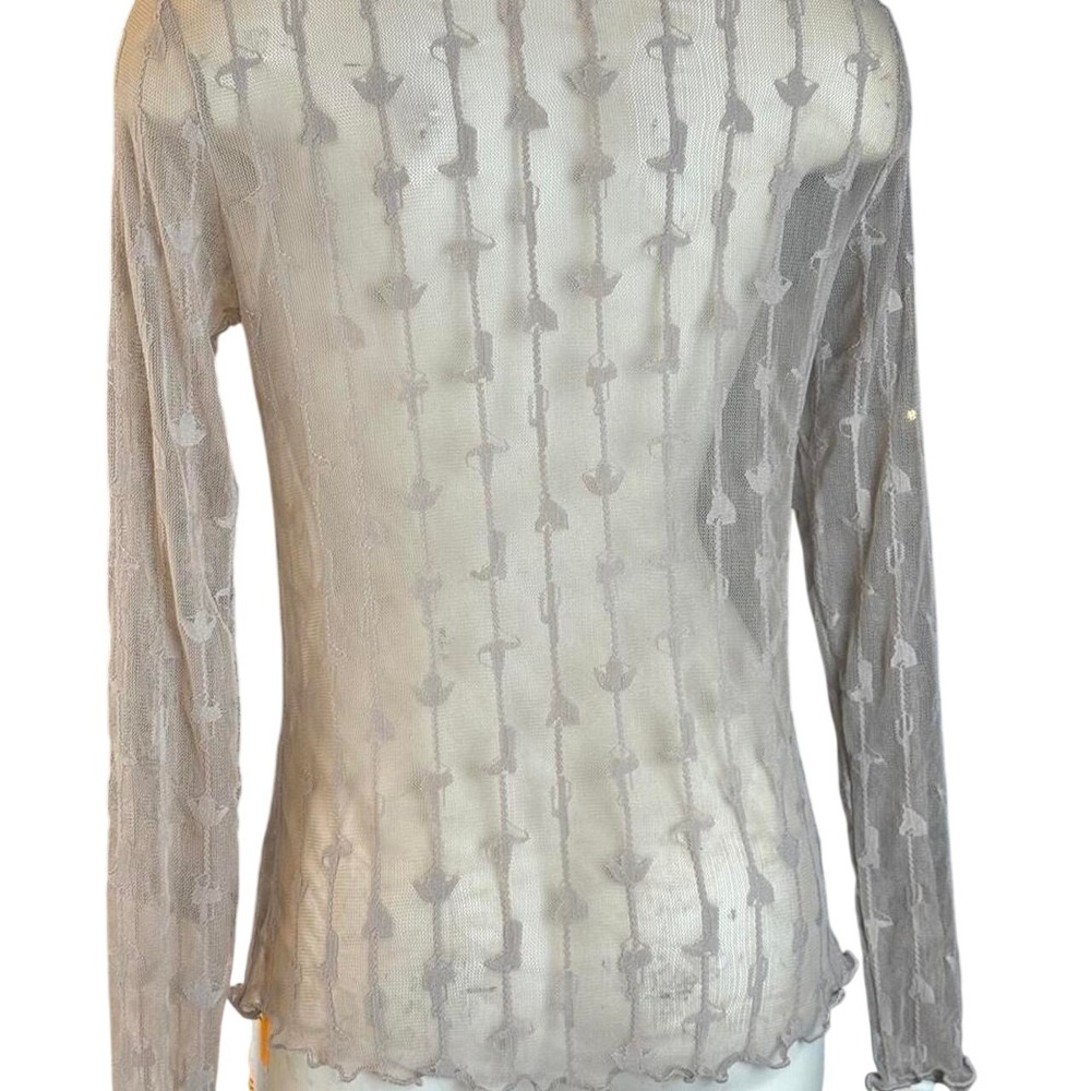 Dark Equestrian Burnout sheer Mock Neck Top Y2K Coastal Cowgirl Rodeo Festival - Picture 3 of 8